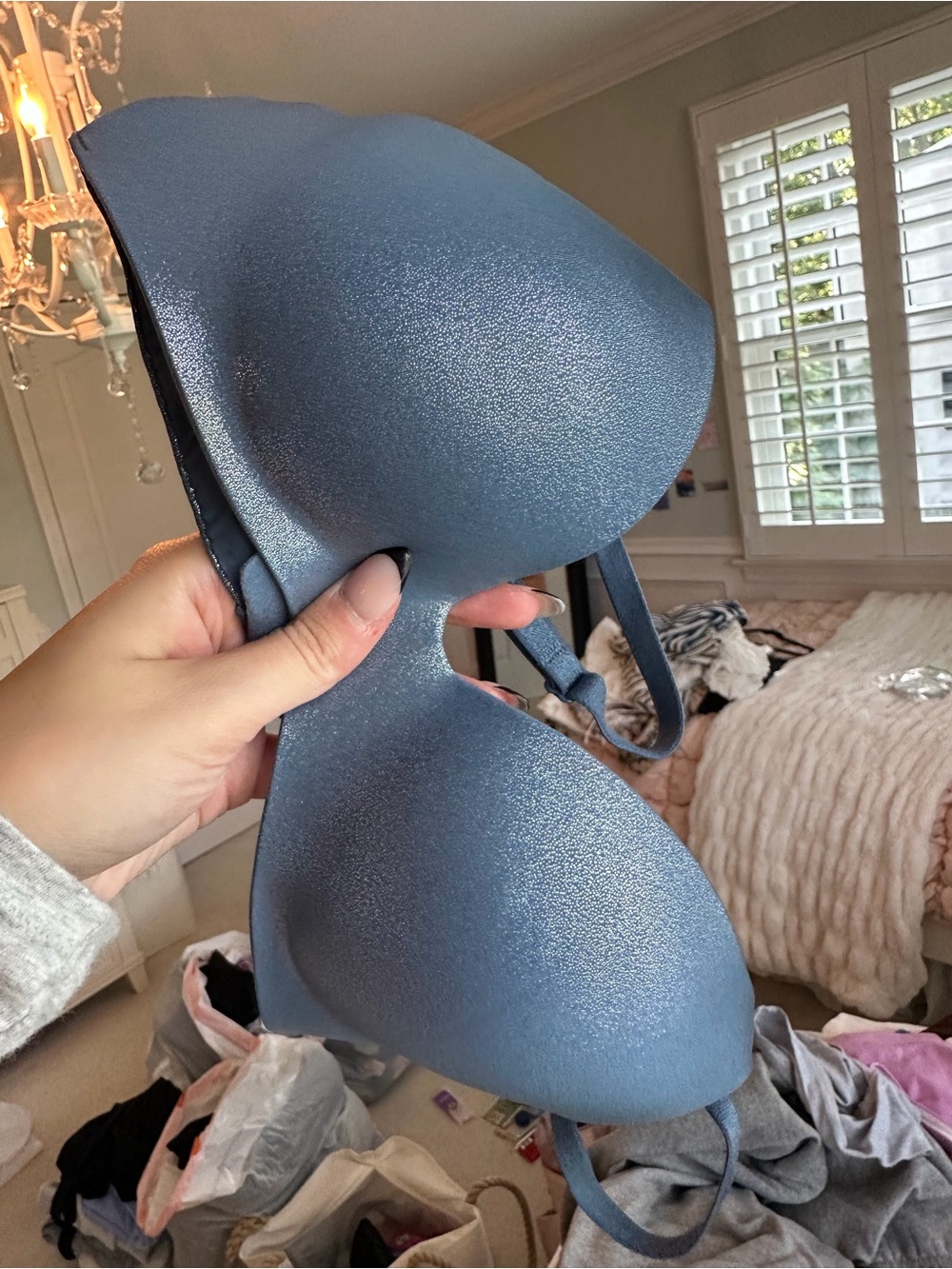 Victoria’s Secret Seamless Shimmer T-Shirt Bra in Blue Size 32B - Picture 3 of 5